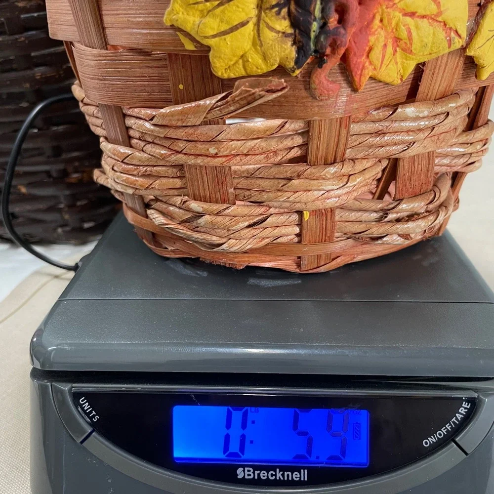 Vintage Fall Basket with Autumn Leaves and Acorns Cottage Decor